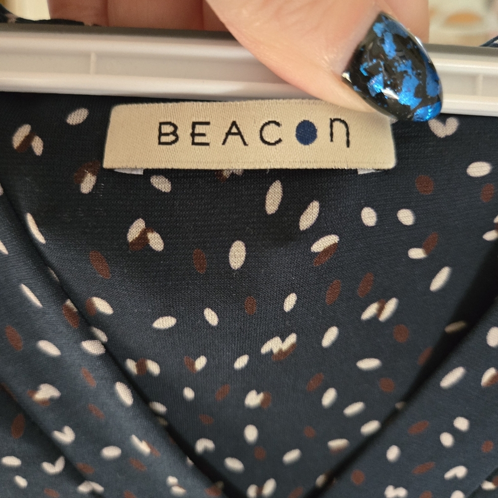 3 For $30 Beacon Black Blouse with White Dots - Picture 2 of 3